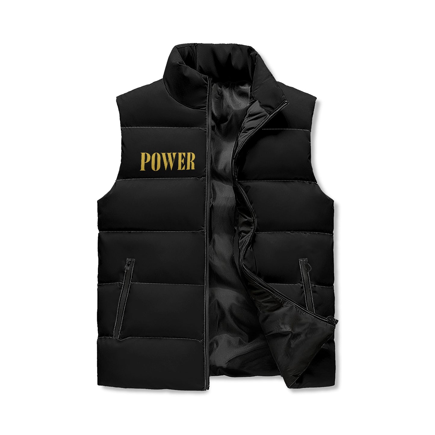 Royal Lion Lightweight Puffer Vest – Black & Gold Power. Unisex Street Armor.