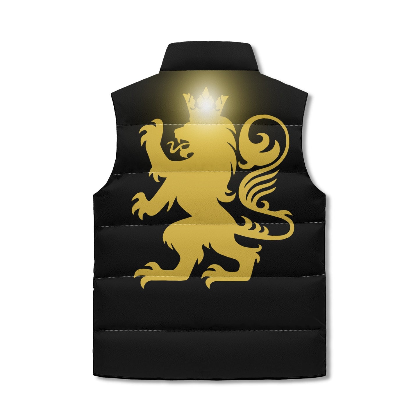Royal Lion Lightweight Puffer Vest – Black & Gold Power. Unisex Street Armor.