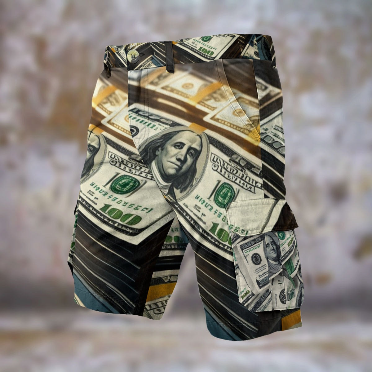 CV-Money Stacks Men's Cargo Shorts - Stylish Denim Look with Multiple Pockets