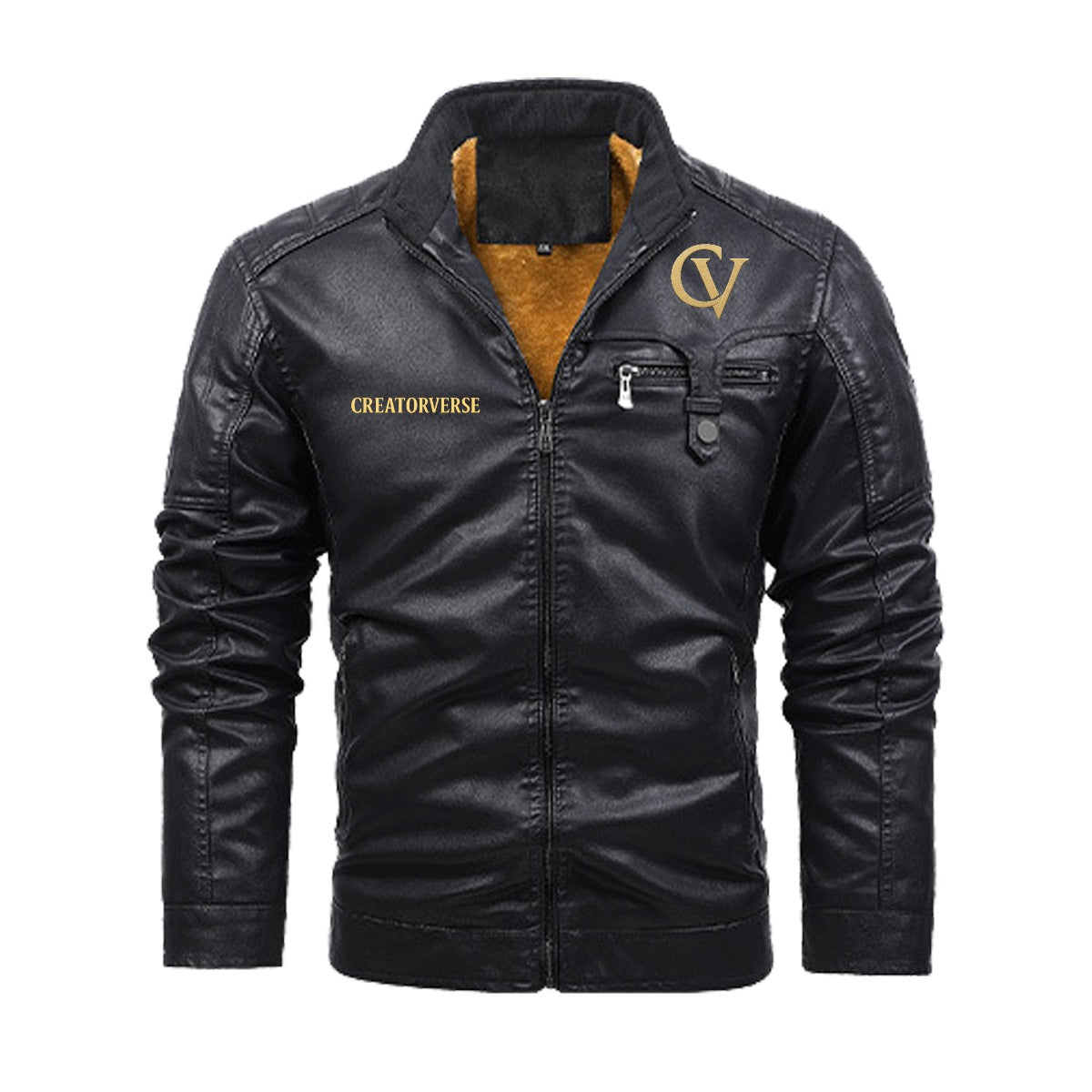 CreatorVerse - Fleece Decorative Zipper Leather Jacket (DTF)