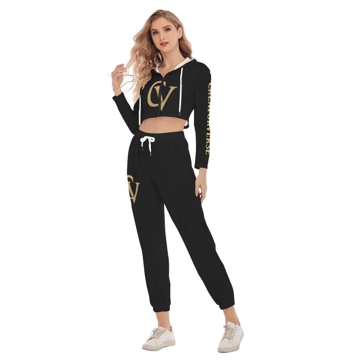 CreatorVerse - Women's Crop Hoodie Sports Set
