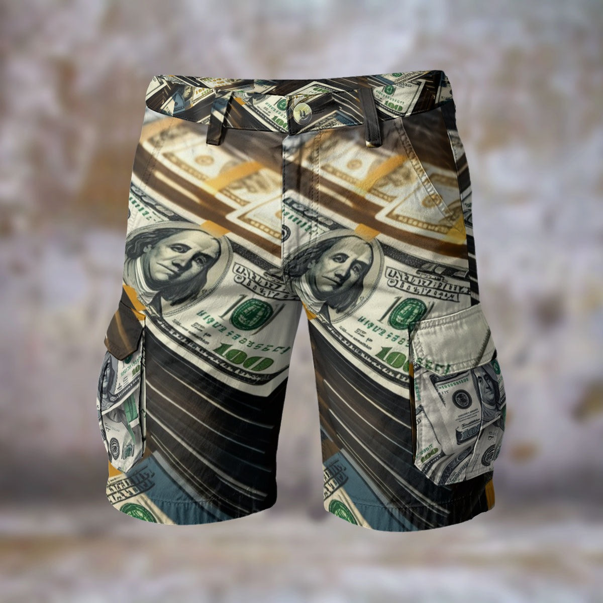 CV-Money Stacks Men's Cargo Shorts - Stylish Denim Look with Multiple Pockets