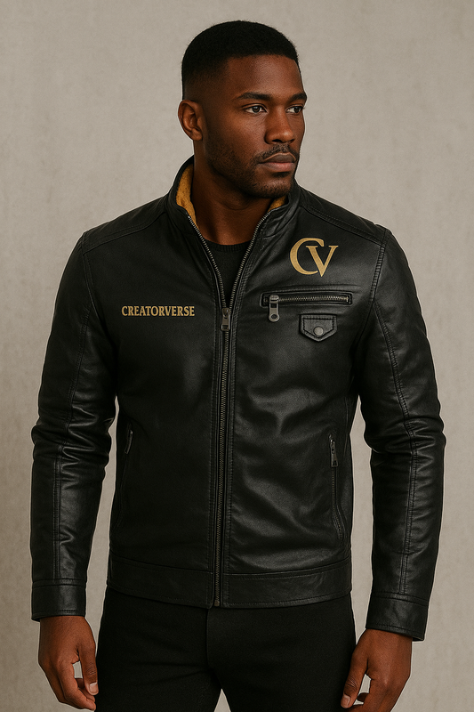 CreatorVerse -  Fleece Decorative Zipper Leather Jacket (DTF)