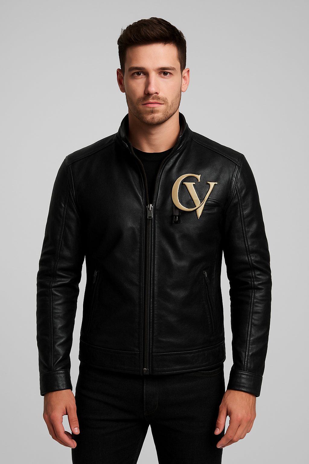 CreatorVerse -  Fleece Decorative Zipper Leather Jacket (DTF)
